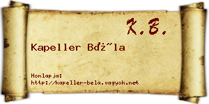 Kapeller Béla névjegykártya