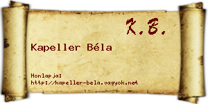 Kapeller Béla névjegykártya