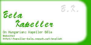 bela kapeller business card